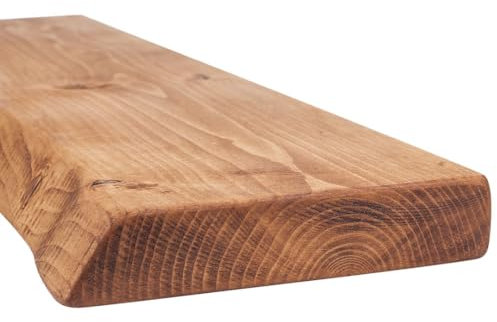 MoonTree rustikales Wandregal, lebendiger Rand, 70 cm x 22 cm x 4.4 cm, Walnuss