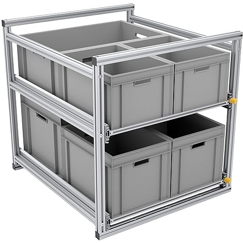 Tinobu Auszug für die Heckgarage im Camper, Ordnungssystem für Euroboxen, Länge 80cm (Breite: 60cm)