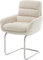 DELIFE Schwingstuhl Abelia-Flex mit Armlehnen Freischwinger rund Edelstahl Cord Beige