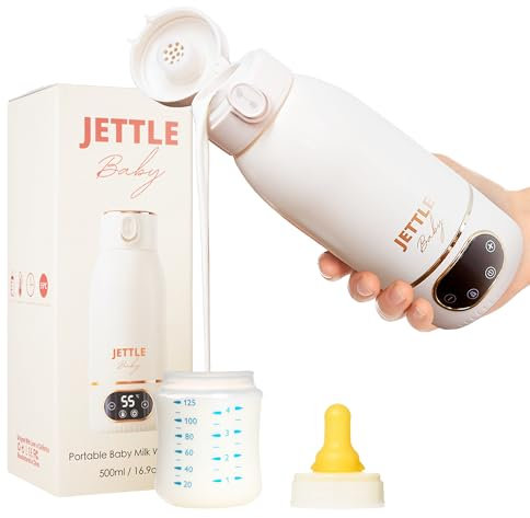 Jettle Baby - Calentador de leche portátil con control de temperatura, carga rápida y tapa a prueba de derrames