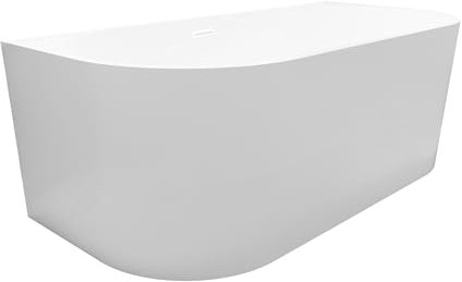 Balneo Baignoire Autoportante Balneo VIVA en Acrylique avec Cadre en Acier - 6 Pieds Stabilisateurs - Trop-plein et Bouchon Clic-Clac - Design Moderne – Blanc - 160x75cm