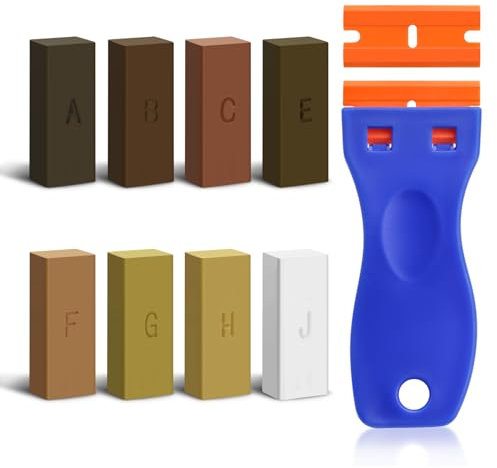 10pcs Reparador Madera de 8 Colores, Reparador Arañazos Parquet con Espátula, Cera Reparación Madera para Laminado Mármol Masilla de Cera, Reparador de Parquet para Agujeros Reparación de Encimera