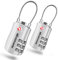 GIVERARE 2 Pack TSA Approved Luggage Locks, Combination Travel Cable Lock, Re-settable 3-Digit Padlocks with Alloy Body, Keyless TSA Padlock for Gym Locker, Golf Bag Case-Silver