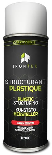 Structurant Plastique | IRONTEK | 400ml | Rénovation Grainée Pare-Chocs Plastique | Excellente Adhérence, Résistance Rayures | Finition Homogène, Facile à Utiliser | Résultat Durable