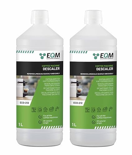 EQM - ECO- 212 - Entkalker für Kaffeemaschinen & Kaffeevollautomaten - 1L - Universal Kalklöser - 100% natürlicher Ursprung - Geeignet für alle Marken (Packung mit 2)