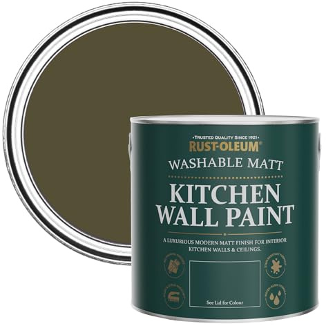 Rust-Oleum Washable Kitchen Wall & Ceiling Paint Paint, Stain, Mould and Moisture Resistant in Matt Finish - Greencroft 2.5 litres