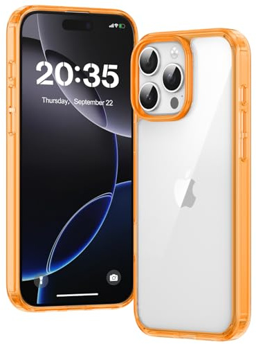 Voyahülle Clear Case for iPhone 16 Pro, Ultra Thin, Shockproof TPU Cover, Anti-Yellowing, Crystal Clear, Phone Case for Apple iPhone 16 Pro - Orange