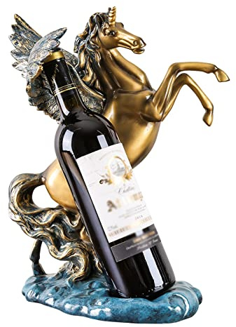 HCZKIUJY Flying Horse Wine Bottle Holder, Unicorn Artwork Ornament Single Wine Bottle Stand, Decorative Display Rack