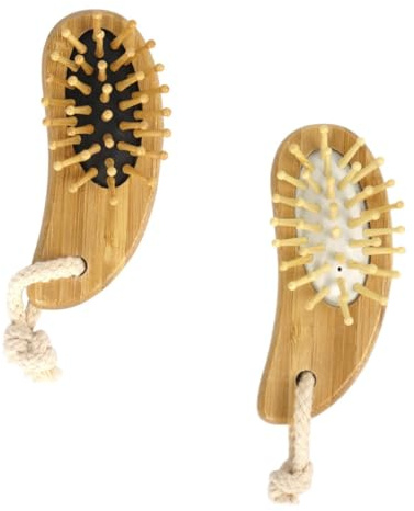 UKCOCO Ergonomische Holzkämme 2 Stück mit Weichem Gummiluftkissen Sanfte Kopfhautmassage und Haarentwirrung Robust und Tragbar für Gekräuseltes und Lockiges Haar