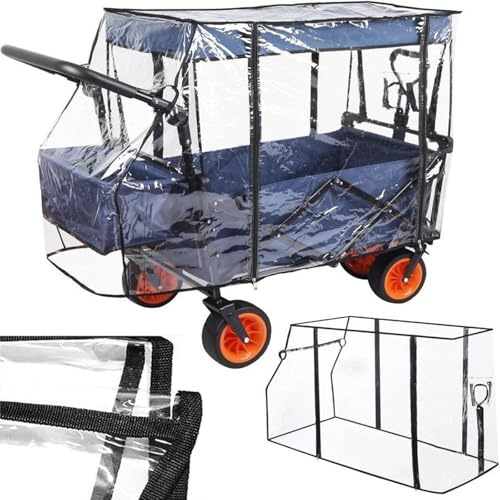 Eulihent Bollerwagen Regenschutz für Bollerwagen Faltbar Kinder mit Dach Regenabdeckung Transparent Regenverdeck mit Reißverschluss Universal Bollerwagen Regenhülle für Handwagen, Strandwagen