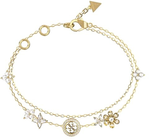 GUESS Damen-Armband Multi Flowers Weiß/Goldfarben JUBB06029JWYGS