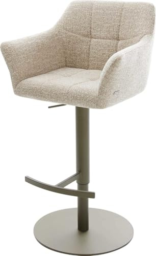 DELIFE Barstuhl Yulo-Flex Drehfuß höhenverstellbar Metall Titanfarben Webstoff Soft Beige
