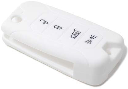 GUSCIO CHIAVE COVER compatibile con JEEP RENEGADE cherokee IN SILICONE GOMMA 4 TASTI bianca