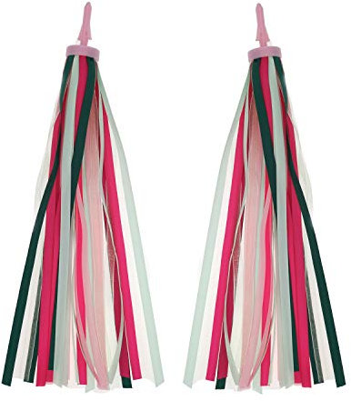 Deolven Kinder Fahrrad Quaste Ribbo,2er Pack Fahrradlenker Streamer Farbige Fahrrad Lenker Banner Kinderfahrrad Bändchen für Mädchen Jungen Fahrrad Zubehör 27CM Rot Gelb Rosa Blau Gemischt