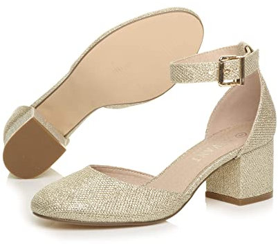 AJVANI Low Medium Block Heel Ankle Strap Two Piece D'Orsay Shoes Sandals Size 5 38