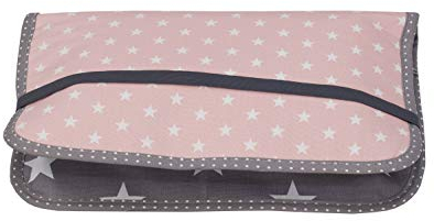 ULLENBOOM ® Windeltasche für unterwegs Rosa Grau (Made in EU) - Wickeltasche für bis zu 3 Windeln, Feuchttücher & weiteres Zubehör, Windeletui mit Reißverschluss & Gummiband, klein & lässig
