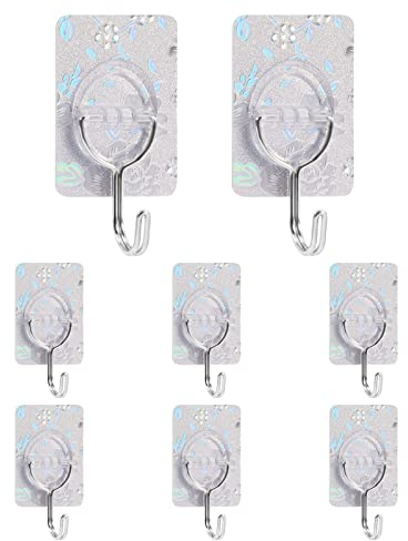CGBE 8 Piezas Ganchos Adhesivos para Pared, Transparente Enganche Colgadores Pared Adhesivos Sin Agujeros, Ganchos Adhesivos de 5kg(Max)para Salón, Baño, Dormitorio y Cocina