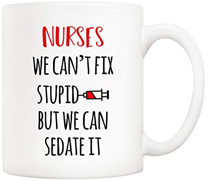 5Aup Christmas Gifts: Funny Nurse Coffee Mug, Nurses' Day Gift - 11 Oz, Unique Sedate It Cup