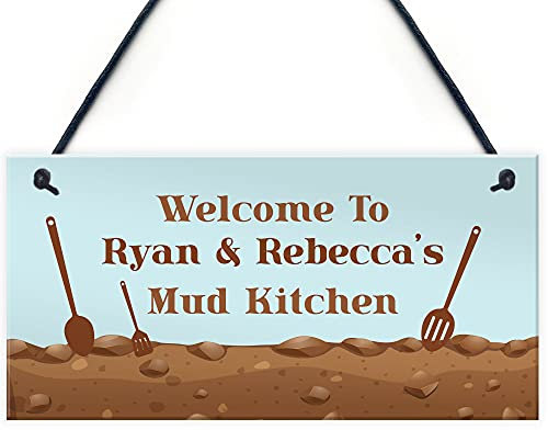 RED OCEAN PERSONALISED Any Name's Mud Kitchen Sign For Garden Shed Summerhouse