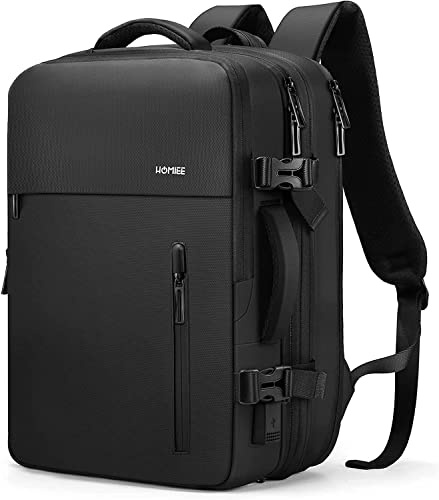 HOMIEE Carry on Travel Backpack for Men Women 38L Extra Large Hand Luggage Bag Expandable Flight Approved Weekender Backpack Fits 15.6 Inch Laptop