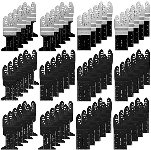 Kyoffiie 60Pcs Oscillating Tool Blades, Universal Metal Wood Plastic Multitool Blades Quick Release Saw Blades Compatible with Fein Multimaster, Milwaukee, Makita, Bosch, Dewalt, Ryobi, Craftsman