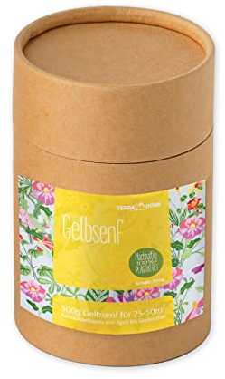 TerraDomi 500g Gelbsenf I schnellwachsender & blattreicher Kreuzblütler I Unkrauthemmend, bodenauflockernd und schön anzusehen I nachhaltig und 100% plastikfrei