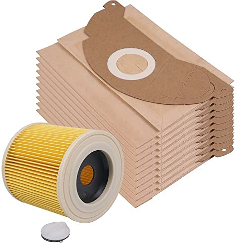 PRIMEBAG - 10 Staubsaugerbeutel Filter für KÄRCHER 6.904-322.0 MV2 WD2 A2003 A2004 kompatibel - Bestleistung beim Saugen