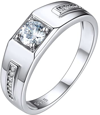 ChicSilver Damen Herren Fingerring in Größe 59 Silber Siegelring mit Runden Zirkonia Ring in Größe 59 für Freunden Ehemann