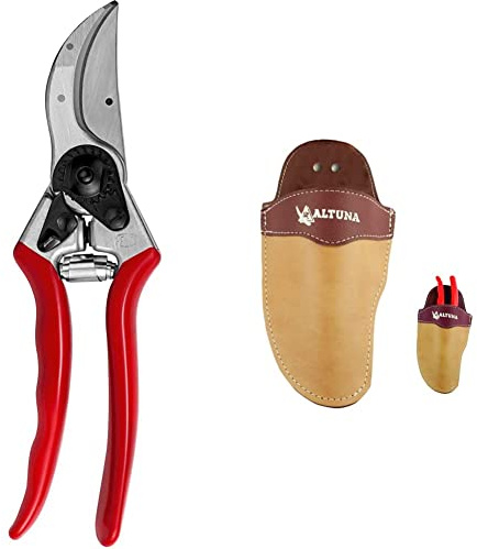 FELCO 2 Tijeras de podar + Altuna 97001 - Fundas De Cuero Para Tijeras Ref.