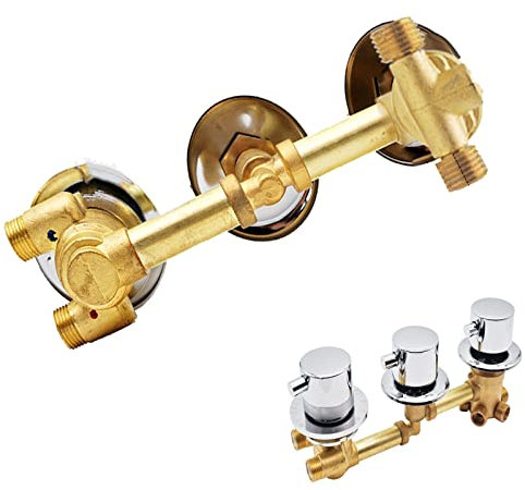 2/3/4/5 Voies Mitigeur Thermostatique Robinets De Douche,Laiton Mitigeur Cabine De Douche Aves Cartouche Céramique,Trois Support Commande,G1/2,Argent Thread 2 way
