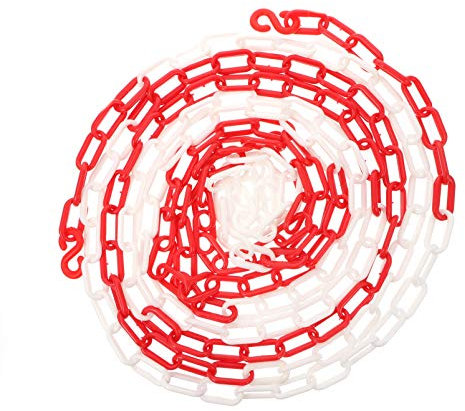 Baluue 5m Witterungsbeständige Absperrkette Kunststoff Gliederkette Rot-weiß Sicherheitskette Für Verkehrsbarrieren Baustellen Parkplatzabsperrung Crowd Control Kunststoffkette Langlebig