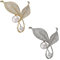Careor Lot de 2 broches élégantes en forme de feuilles avec strass et strass en métal pour femme et fille Doré et argenté, Métal, strass, argent, alliage de zinc