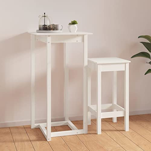 WIFESE Bartisch Weiß KüChentisch Stehtisch Kleiner Stehtische Bartisch KüChe Bistrotisch KüCheninsel Kleiner Esstisch Wandtisch Industrial MöBel Bar Tisch Massivholz Kiefer 60x60x110 cm