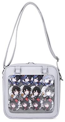 SMALLBLUER Geldbörse und Rucksack JK Uniform Messenger Bag Lolita Ita Handtasche DIY Design Transparent Fenster Schultertasche, Hellgrau, Einheitsgröße