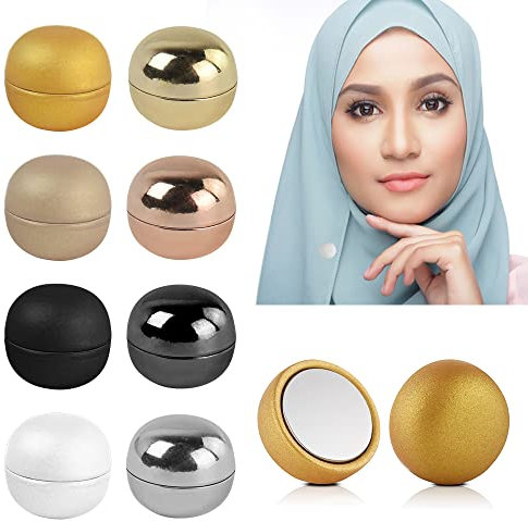 DOUSELLA 8 Paar Hijab Magnetische Pins Runde Clip, Mehrfarbig Magnet Schals Halter Stiftlose Brosche für Muslimischen Schal Hijab Cardigan