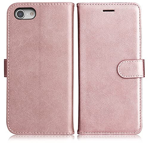 DENDICO Cover per iPhone SE 2022 / iPhone SE 2020 / iPhone 8 / iPhone 7, Premium Portafoglio PU Custodia in PU Pelle, Flip Libro TPU Bumper Caso per iPhone SE 2022 / SE 2020/8 / 7, Rosa