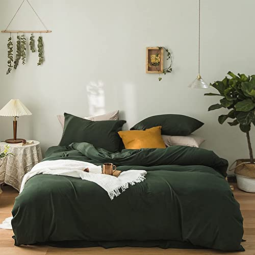 Soifox Bettwäsche 200x220 Grün - bettwäsche-Sets aus Mikrofaser bügelfrei & knitterfrei Bettbezug 200 x 220 Set mit 80x80 cm Kissenbezug 2er Set Bettwasche mit Reißverschluss