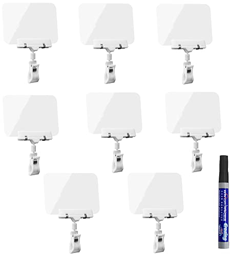 DHER Korb Etiketten Clip Korb Etiketten halter Schilderhalter Clip 8Stück löschbare Preisschilder Set schwarze Obst und Gemüse Schilder Plastikkorb Clip Etiketten Obst Gemüse