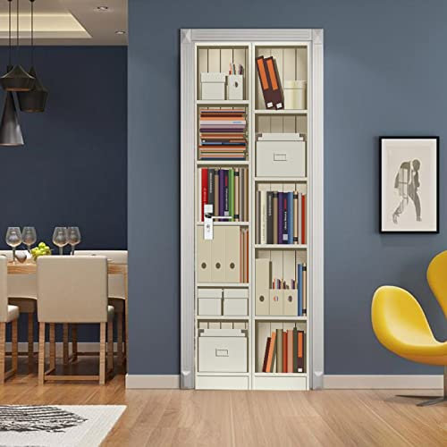 Adesivi Per Porte Interne 3d Moderno Libreria Murale Autoadesivo Decorazione Della Casa Adesivo Da Parete Adesivo Artistico Camera Da Letto Vetro Poster Rimovibile,90x200cm