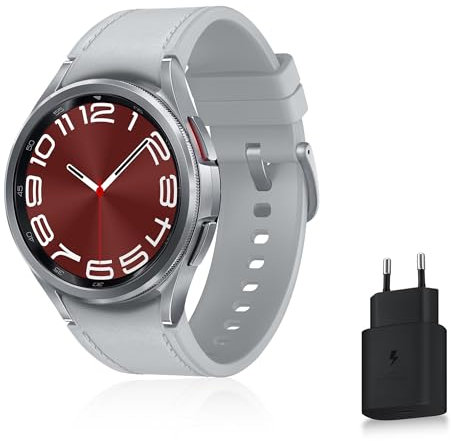 Samsung Galaxy Watch6 Classic Montre Connectée avec Chargeur, Suivi de Santé, Suivi Sportif, Charge rapide, 4G/LTE, 47mm, Argent, Exclusivité Amazon Version FR