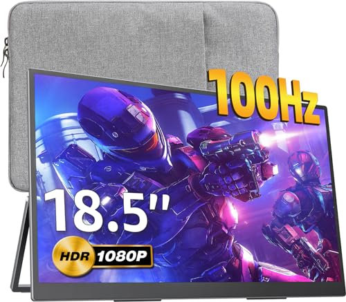 Glattol Upperizon Portable Monitor 18.5 inch 1080P 100Hz 120% sRGB USB-C HDMI Large Portable Monitor for Laptop MacBook Xbox PS4/5 Switch, Travel Monitor with Kickstand VESA Speakers