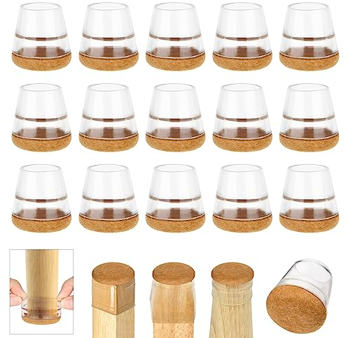 AUAUY Protection Pied de Chaise Silicone, 16PCS Protection Pied de Chaise Rond Couvre, Protections de Sol pour Pieds de Chaise avec Patins en Feutre, Résistants Rayures et Élastique(Ourlé - Petite)