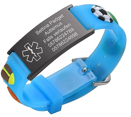 Bracelet d'urgence SOS pour enfants - En silicone étanche - Anti-perte - Bracelet d'identification pour enfants - Personnalisé - Pour filles et garçons