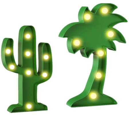 Panneau néon à DEL en forme de cactus et cocotier pour maison, bureau, dortoir, table murale, lampe de table décorative pour chambre à coucher, cadeau d'anniversaire, Noël, Halloween, fête,