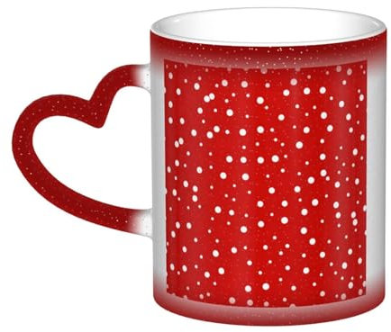 Mug magique en céramique sensible à la chaleur Motif pois rouges et blancs Idée cadeau d'anniversaire pour homme