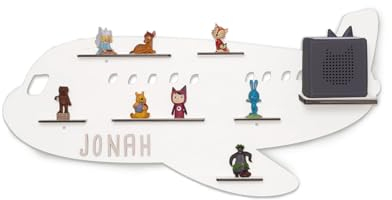 hellomini Personalisiertes Regal für die Toniebox Junge - Wandregal mit Wunschnamen fürs Kinderzimmer - Regal Junge Junge - Toniebox Aufbewahrung (Flugzeug)