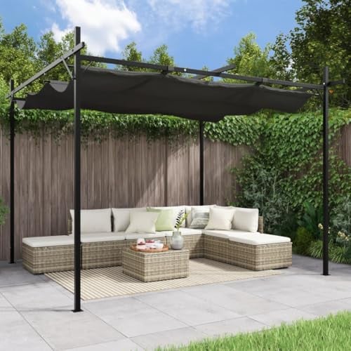 Pergola mit Schiebedach Anthrazit 295x292x230 cm, LAPOOH überdachung Terrasse, Pavillon, Sonnenschutz Terrasse, Terrassenüberdachung, Balkon überdachung Wetterfest - 360116