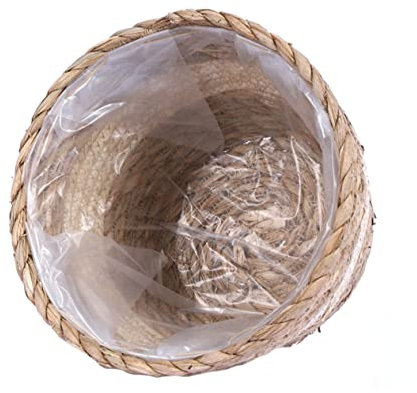 BESPORTBLE 1 Pc Corbeille à Fleurs Tressée Séché Panier à Plantes avec Doublure Panier De Demoiselle d'honneur Contenants pour Fruits Tissé Quenouilles Naturelles Paille Cache Pot De Fleur
