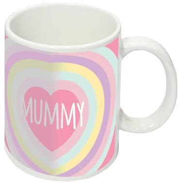 Design By Violet Mummy Heart Mug – Mother’s Day Love Cup Gift for Mum – Pink Pastel Coffee & Tea Mug for Hot Drinks – Ideal Birthday or Mother's Day Present