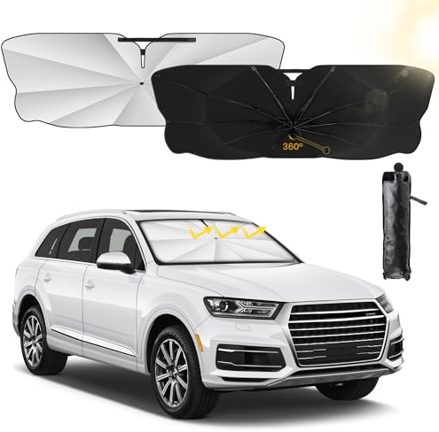 SIYOMG Auto Sonnenschutz Frontscheibe, UV-Schutz Sonnenschirm Wärmeisolierter Windschutzscheibe Innen, Faltbarer Sonnenblende Regenschirm für die Meisten Autos (140 x 79 cm)